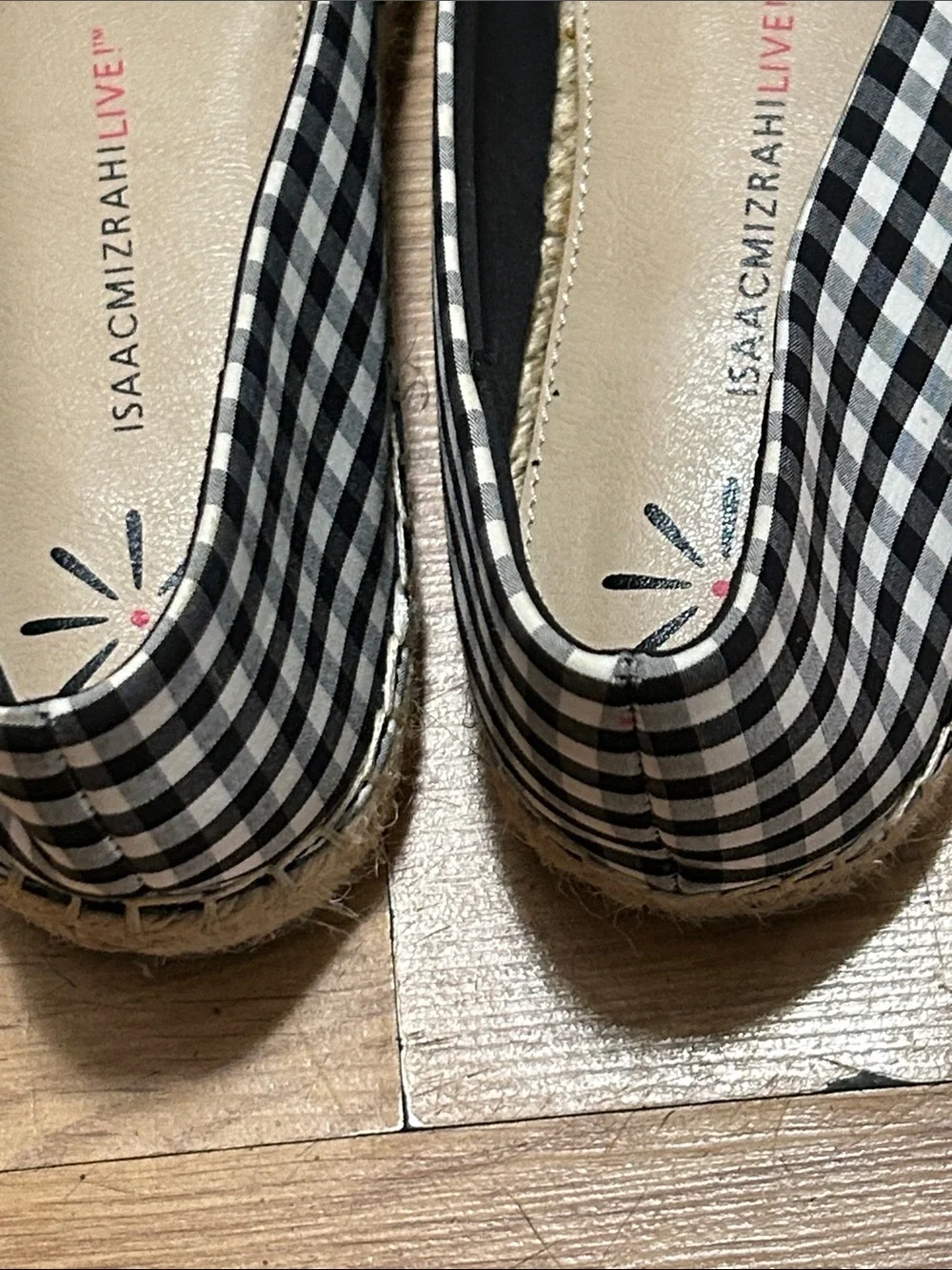 Isaac Mizrahi Black & White Gingham Espadrille Flats Size 8.5 NWOT
